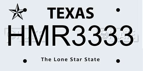 HMR3333 Texas License Plate