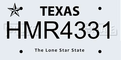HMR4331 Texas License Plate