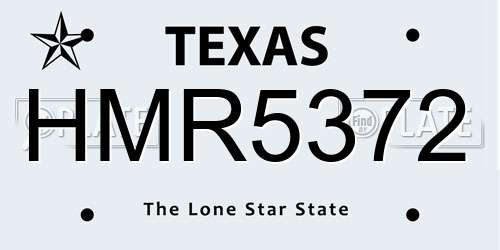 HMR5372 Texas License Plate