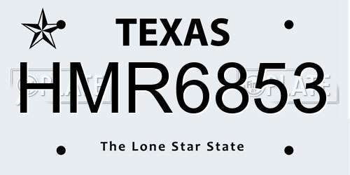 HMR6853 Texas License Plate