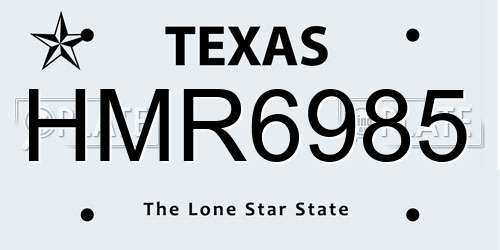 HMR6985 Texas License Plate