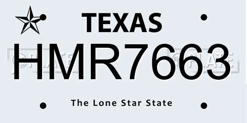 HMR7663 Texas License Plate