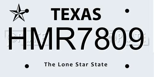 HMR7809 Texas License Plate