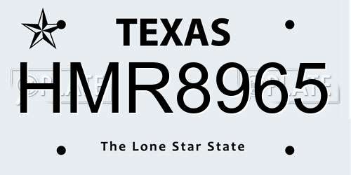 HMR8965 Texas License Plate