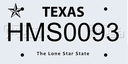 HMS0093 Texas License Plate