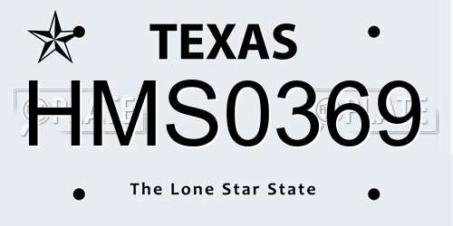 HMS0369 Texas License Plate