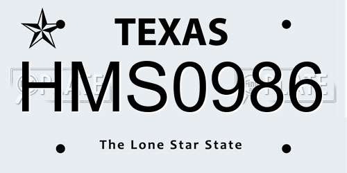 HMS0986 Texas License Plate