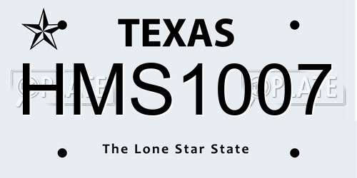 HMS1007 Texas License Plate