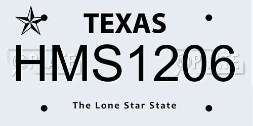 HMS1206 Texas License Plate