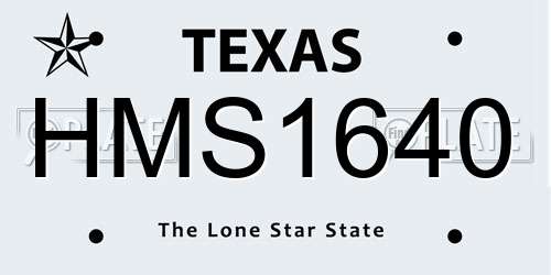 HMS1640 Texas License Plate