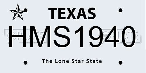 HMS1940 Texas License Plate