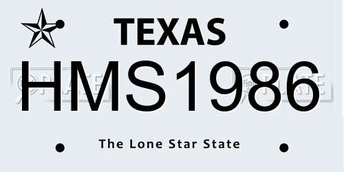 HMS1986 Texas License Plate