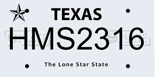HMS2316 Texas License Plate
