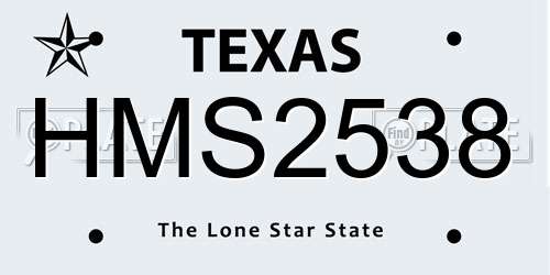 HMS2538 Texas License Plate