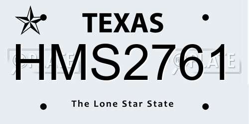 HMS2761 Texas License Plate