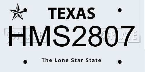 HMS2807 Texas License Plate
