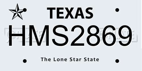 HMS2869 Texas License Plate