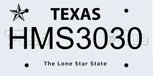 HMS3030 Texas License Plate