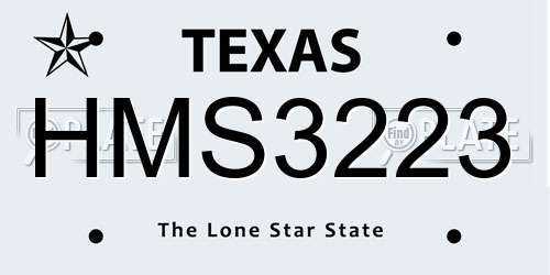 HMS3223 Texas License Plate