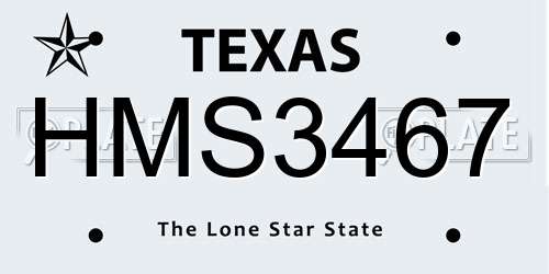 HMS3467 Texas License Plate