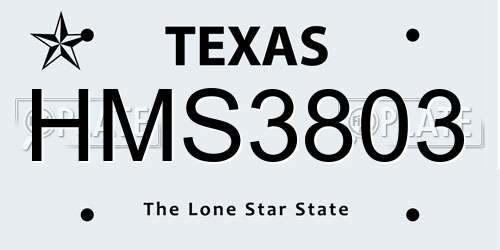 HMS3803 Texas License Plate