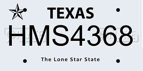 HMS4368 Texas License Plate