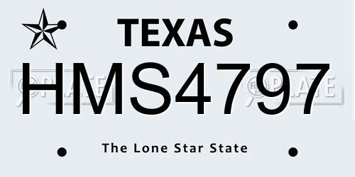 HMS4797 Texas License Plate