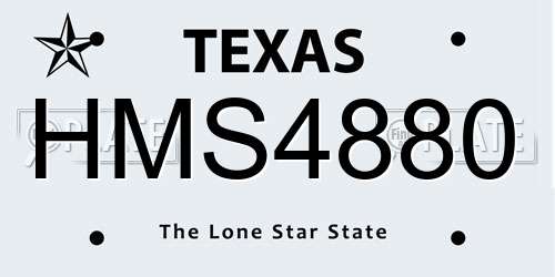 HMS4880 Texas License Plate