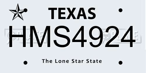 HMS4924 Texas License Plate