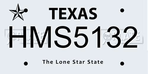HMS5132 Texas License Plate