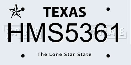 HMS5361 Texas License Plate
