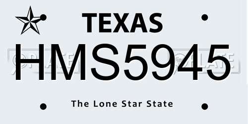 HMS5945 Texas License Plate