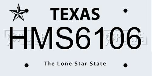 HMS6106 Texas License Plate