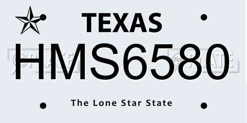 HMS6580 Texas License Plate
