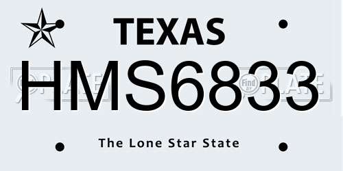HMS6833 Texas License Plate