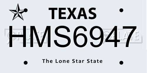 HMS6947 Texas License Plate
