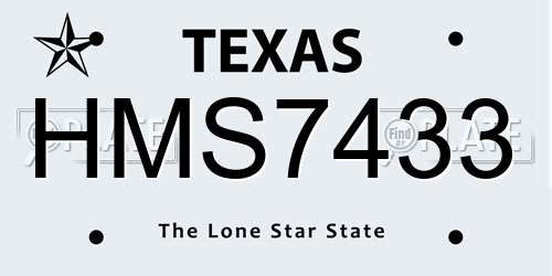HMS7433 Texas License Plate