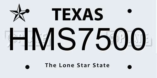 HMS7500 Texas License Plate