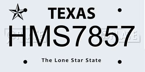 HMS7857 Texas License Plate