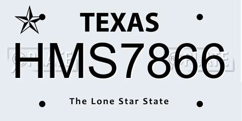 HMS7866 Texas License Plate