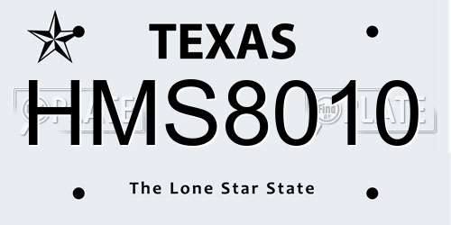 HMS8010 Texas License Plate