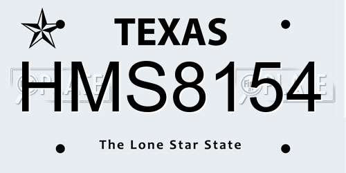 HMS8154 Texas License Plate