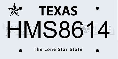HMS8614 Texas License Plate