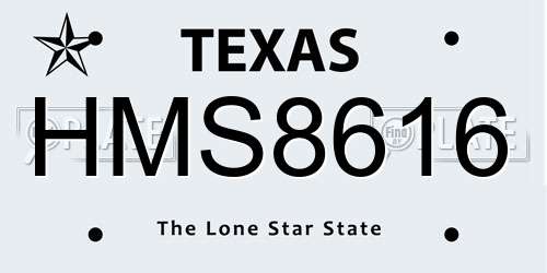 HMS8616 Texas License Plate