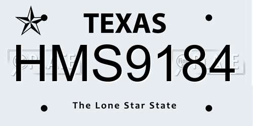 HMS9184 Texas License Plate