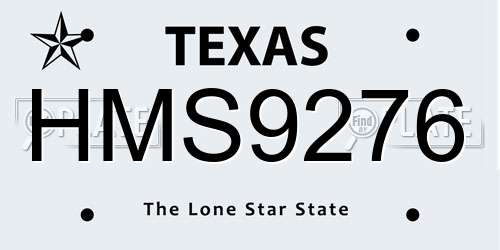 HMS9276 Texas License Plate