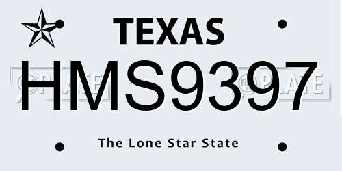 HMS9397 Texas License Plate