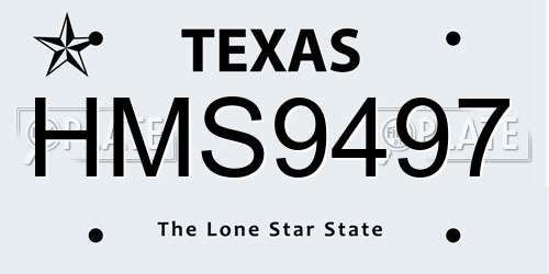 HMS9497 Texas License Plate
