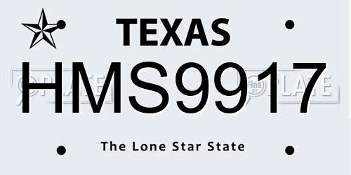 HMS9917 Texas License Plate