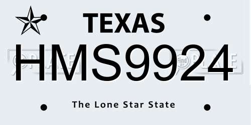 HMS9924 Texas License Plate